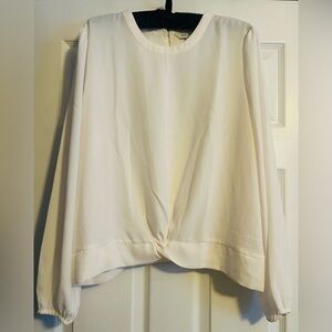 Nine West long sleeve twist front top, white, NWOT, XL